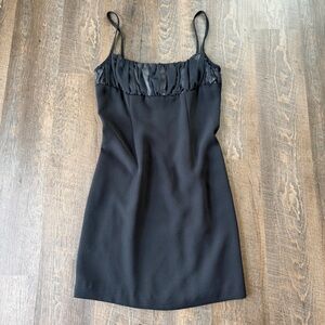 Vintage Hugo Buscati Black Ruched Strap Cocktail Dress Made in USA Size 8